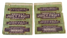 2 Vintage WRIGLEY'S JUICY FRUIT CHEWING GUM WRAPPERS