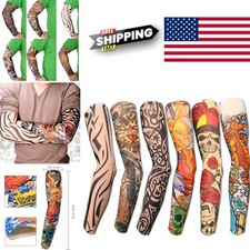 Artistic Temporary Tattoo Sleeves Set Unique Designs for Halloween and Night Out