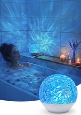 Waterproof Shower Lamp, Ocean Wave Projector Light with 16 Colors, Rechargeab...