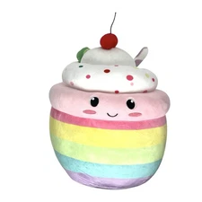 Yum Yum Smoochy Pals Cupcake Plush Rainbow Sprinkles Cherry Lime Straw XL 13 In