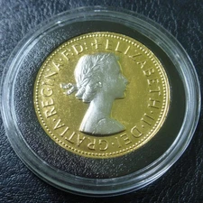 Queen Elizabeth II Gold & Silver Layered One Penny Coin