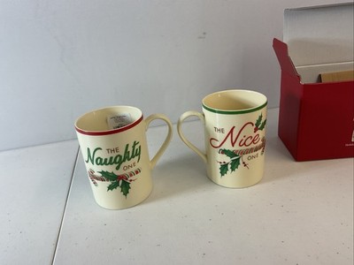 New Lenox Christmas HOLIDAY The Naughty / Nice One Mugs Set of Two