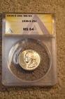1936-S WASHINGTON QUARTER ANACS CERTIFIED MS--64 GREAT BRIGHT WHITE BU COIN #36