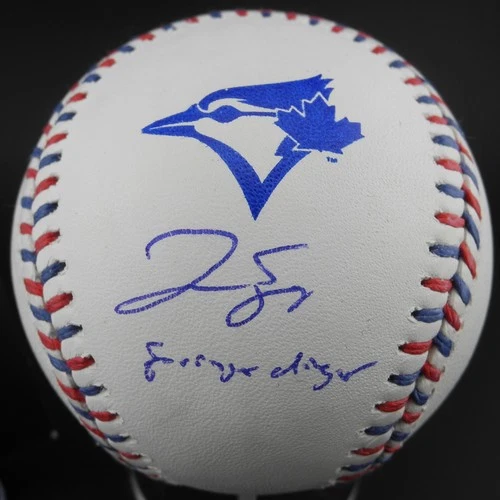 George Springer Signed Blue Jays Team Baseball Inscription Fanatics Auth Auto