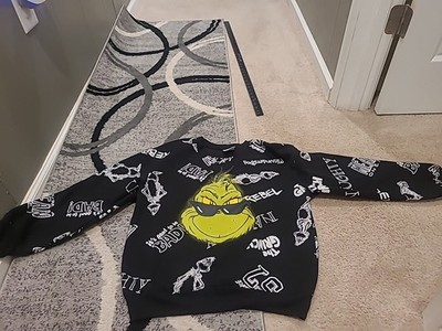 ''The Grinch'' lime green/white/blk sweatshirt Juniors size M 7/9 Ugly Sweater