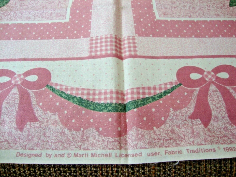 Light Pink Gingham Flowers Fabric Panels - Fabric Traditions 1992 - Image 4 of 4