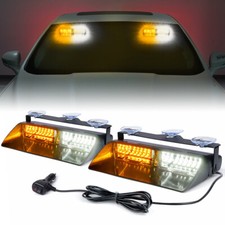 Xprite Led Windshield Visor Strobe Light Emergency Hazard Warning White Amber