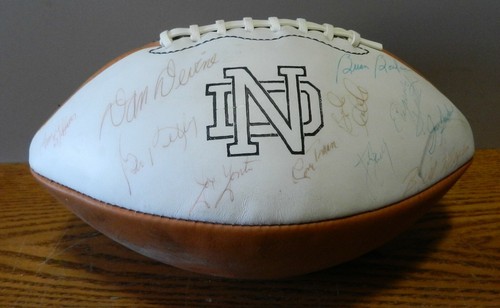 Notre Dame Team signiert Football Dan Devine Jim Gruden Brian Boulac - Bild 10 von 10