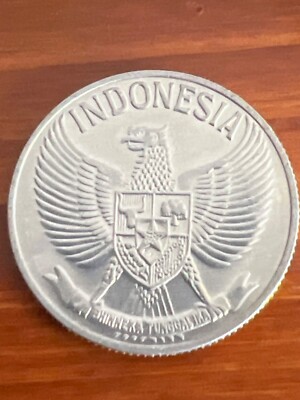 1961 Indonesian 50 Sen Coin With Garuda Emblem & Floral Detail