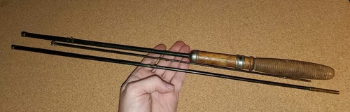 Vintage metal 3 piece Green fishing Pole VIM 60" long Ace Wooden Handle - Picture 15 of 19