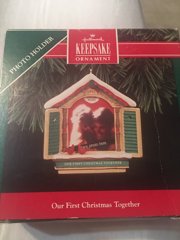 HALLMARK OUR FIRST CHRISTMAS TOGETHER DATED 1992 PHOTO ORNAMENT