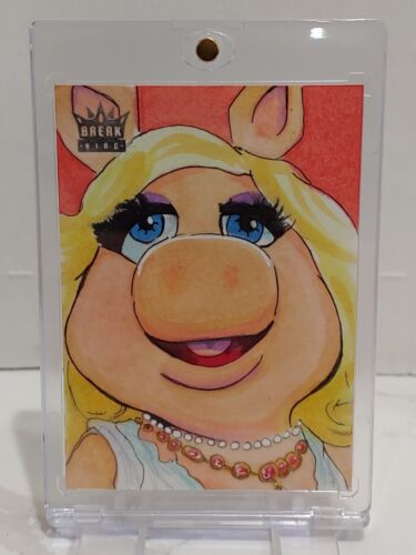 2022 Leaf Sketch Card of Miss Piggy by Aaron Laurich w/ Autograph - 1/1 - Picture 1 of 2