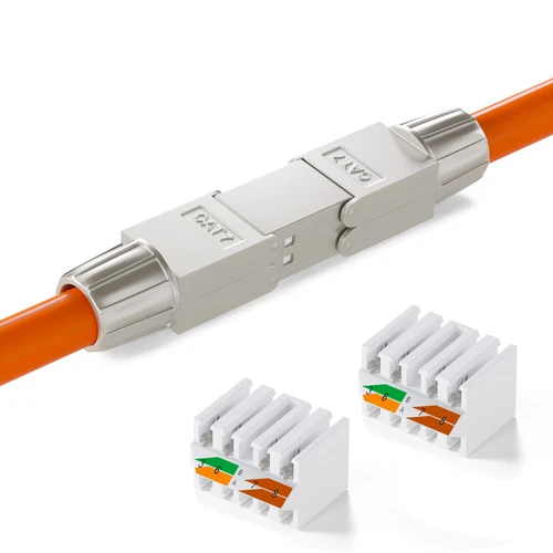 CAT 7 Cat7 Netzwerk Verbinder Kupplung LSA RJ-45 werkzeuglos Verlegekabel AWG/23