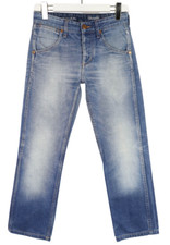 Wrangler Crank Jeans Herren W28 L27 Straight Fit Blau Neu Whiskers Knopf Fly