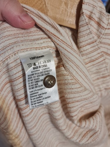 Rhythm Natural Tan Beige XXL Linen Button-Up Shirt Short Sleeve Mens Free Post - Picture 6 of 6