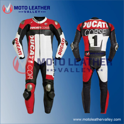 Ducati One side leather biker leather motorcycle 100%  leather suit