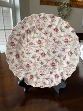 Vintage Copeland Spode England Rosebud Chintz 10.5" Plates Cottage Core Set of 2