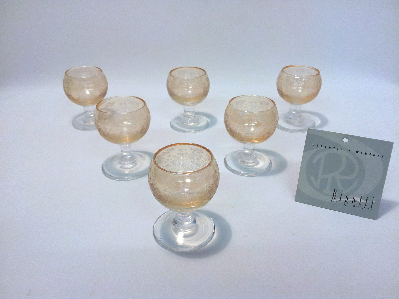 6 Bicchierini Rigatti Vintage da Collezione Vetro Inciso a Mano Italia