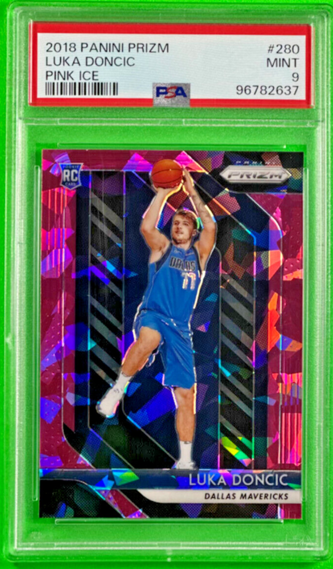 LUKA DONCIC 2018-19 PANINI PRIZM PINK ICE PRIZM ROOKIE #280 PSA 9 MINT Mavericks