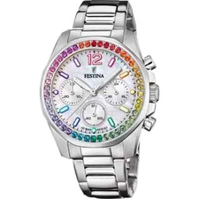 Festina Rainbow F206062 Women Silver Stainless Steel Pink Chronograph Dial Watch