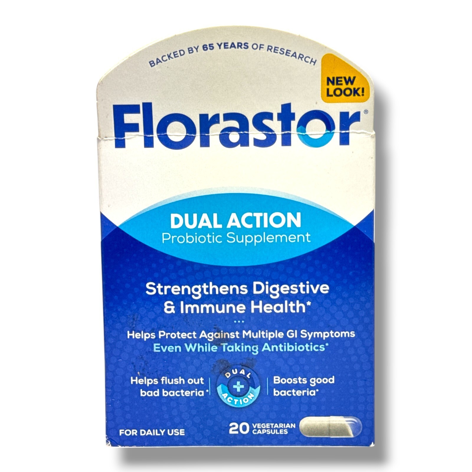 Florastor Dual Action Probiotic Supplement For Daily Use -20 Vegetarian Capsules