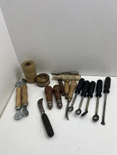 Antique Leather Craft Tools - Sewing Awl,tracing Wheels, Leather Hand Tools