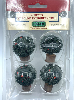   LEMAX SET OF 4 PIECES 2'' ROUND EVERGREEN TREE