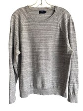 J Crew Sweater Mens Large Pullover Gray Cotton Crew Neck Casual Adult