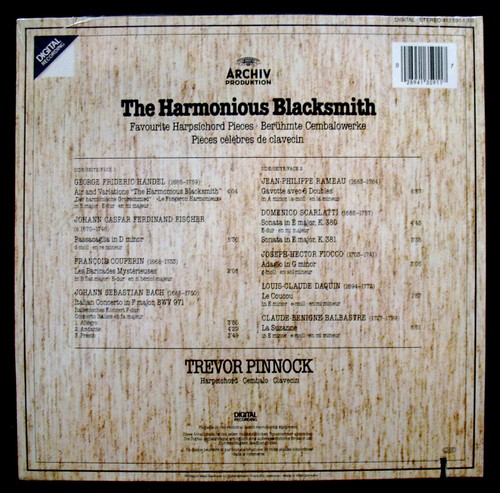 THE HARMONIOUS BLACKSMITH-PINNOCH-HARPSICHORD-Fully Sealed Import Album-ARCHIV - Picture 2 of 2