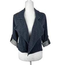 Dolan Blazer Women Extra Small Blue Sweater Jacket Open Terry Soft Casual Outer