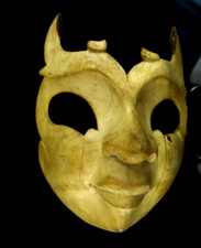 Satan Face Mask Wooden Hand-Carved Tribal Wall Hanging, Antique Mask Unique