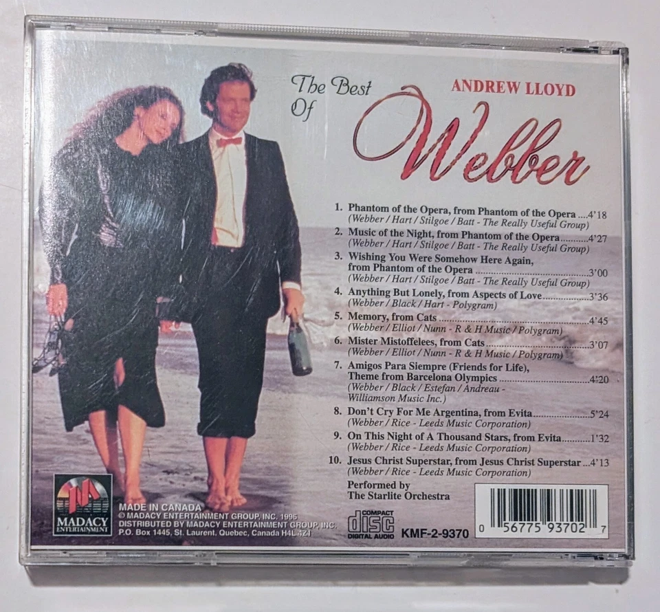 The Starlite Orchestra - The Best Of Andrew Lloyd Webber (1996)- CD VG+ (Tested) - Image 3 of 4