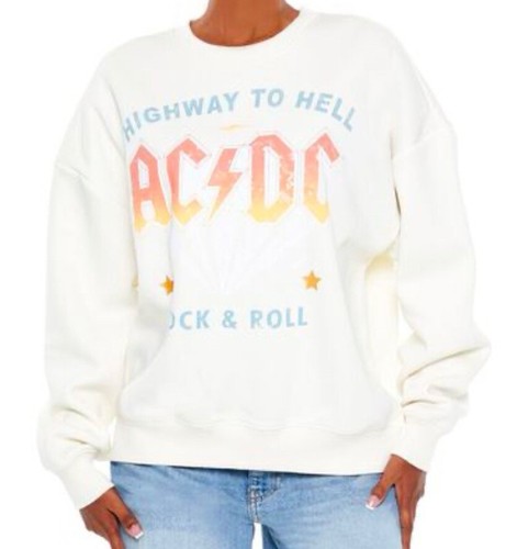 AC/DC WOMENS SWEATSHIRT - AC/DC SHIRT AC/DC SWEATSHIRT HIGHWAY TO HELL *NEW Sz:M - Picture 3 of 7