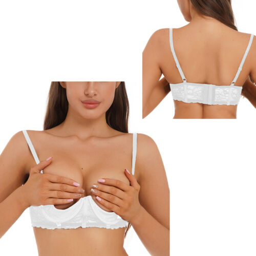 Reggiseno donna sexy coppa aperta ferretto pizzo floreale patchwork push up lingerie - Foto 33 di 108