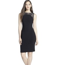 Adrianna Papell NWT Navy Blue Lace Sheath Dress Shutter Pleated Size 12