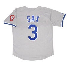 Steve Sax 1981 Los Angeles Dodgers Grey Road Jersey w/ Patch (S-3XL)