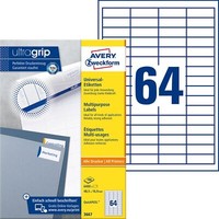 Avery Zweckform® 3667 3667 Universal-Etiketten - 48,5 X 16,9 Mm, Weiß, 6.400 Eti
