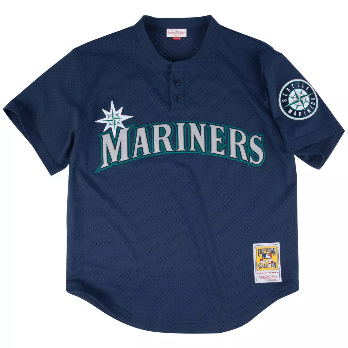 Mitchell & Ness Mens Ken Griffey Jr. 1995 Authentic Mesh BP Jersey Seattle Mariners, Blue / S