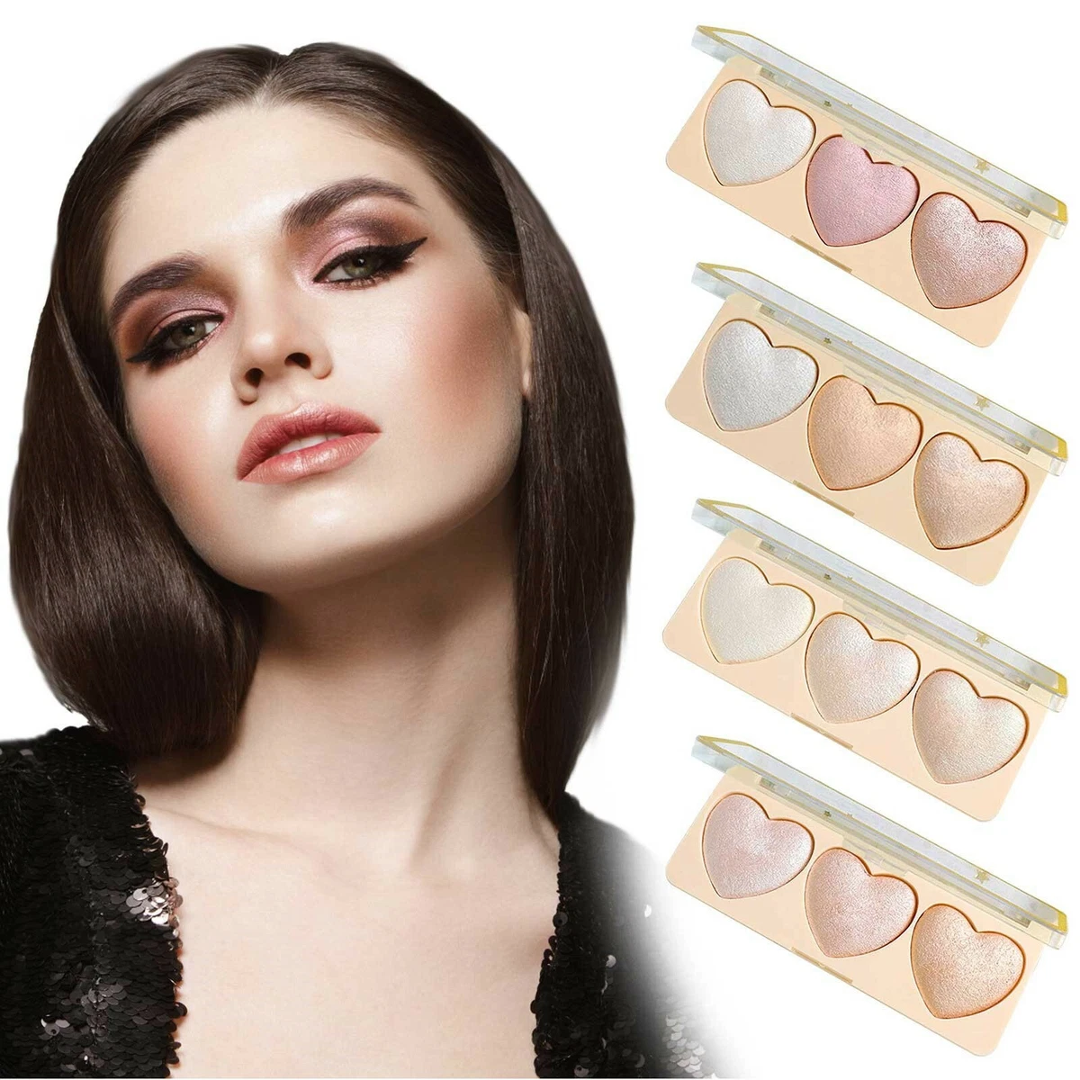 Matte Eyeshadow Powder Shimmer Three color Heart Shape Highlighters Eyeshadow