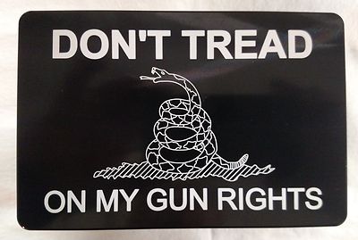DONT TREAD ON MY GUN RIGHTS. ALUMINUM BILLET HITCH PLUG COVER 3 X 5