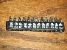 UNBRANDED 12 TIP SCREWDRIVER BIT SET 1/4 IN HEX DRIVE PZ PHILIPS CRAFTSMAN