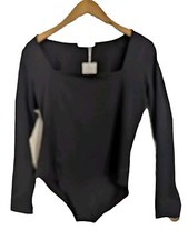 Mangopop Collection Women's Bodysuit Top Square Neckline Long Sleeve Size XL
