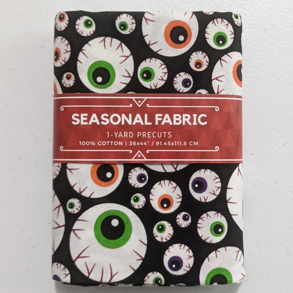Halloween Cotton Fabric 2 Precut Yards Eyeballs Ghosts Boo David Textiles New - Image 4 of 4