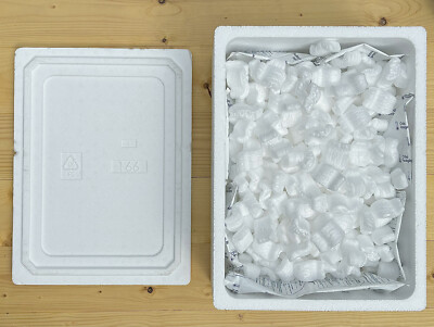 Styroporbox 400 x 300 x 160 mm mit optionalen Eisbeuteln - perfekt für Kühlgut
