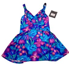 Jantzen Womens 14 Floral One Piece Swimsuit Bathing Suit Vintage 90s Retro Beach