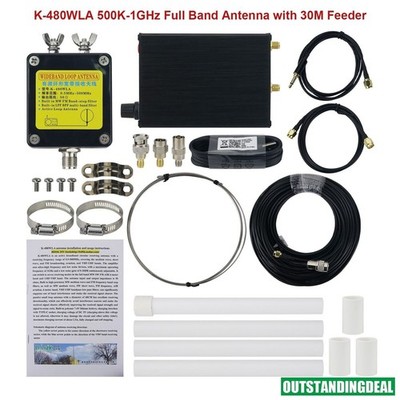 K-480WLA 500K-1GHz MW/SW/FM/AIR/UVHF Full Band Antenna 0-30DB with 30M Feeder #a