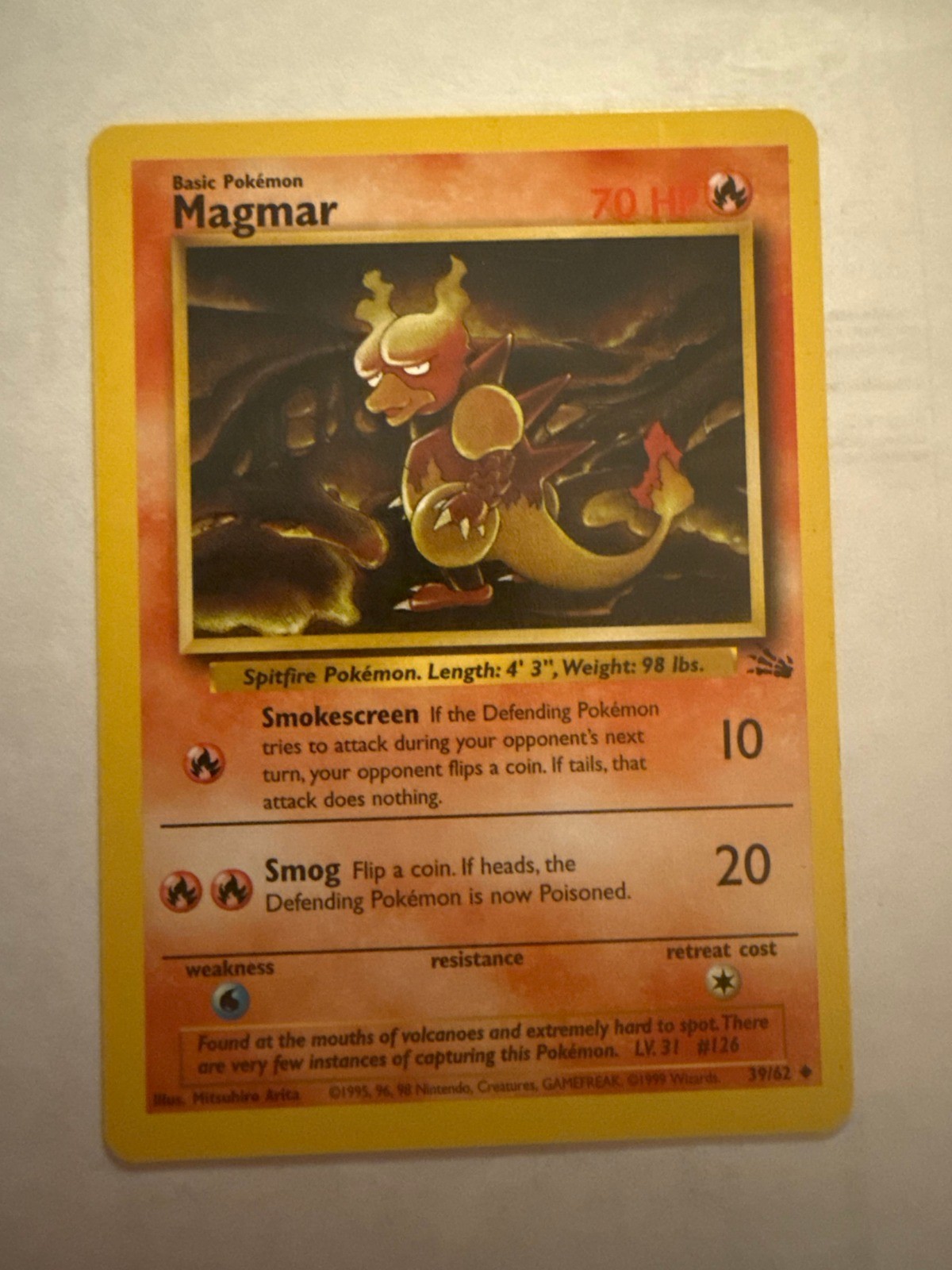 Magmar Unlimited Uncommon Fossil 39/62 NM