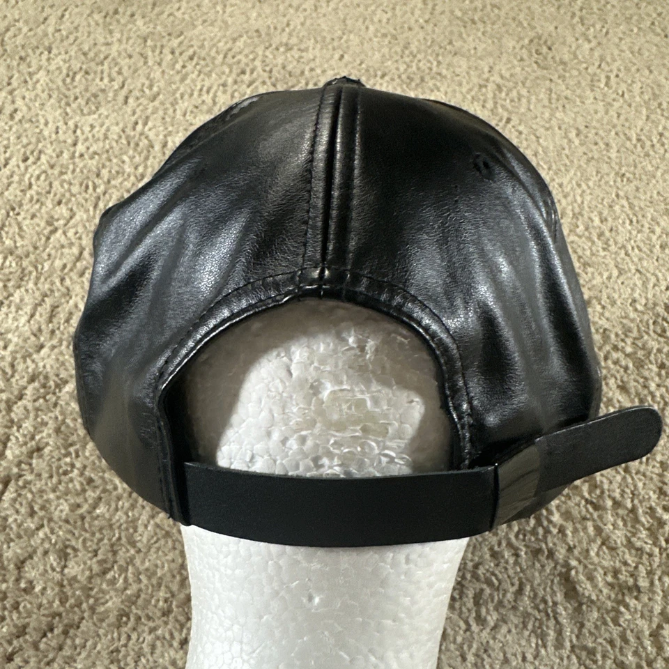 Stussy Hat Cap Men Black Adjustable Strap SS Logo PU Leather Streetwear - Image 3 of 4