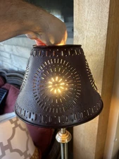 Vintage Punched Sun/Moon Tin Lamp Shade Primitive Rustic Farmhouse Country 10" D