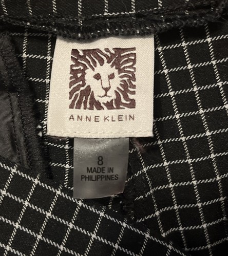 Anne Klein Ponte Pants Pull On Womens 8 Black Checkered Stretch Career Casual - Picture 4 of 10